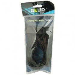 Кабел/адаптер GELID 24pin Power extension cable 30cm individually sleeved BLACK, 18 AWG