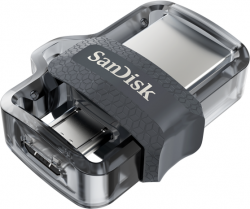 USB флаш памет SanDisk Ultra Dual Drive m3.0, 64GB, OTG, Черен