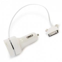 Принадлежност за смартфон Зарядно за кола, Micro USB, 30-pin и 8-pin конектори, подходящо за iPhone-iPad