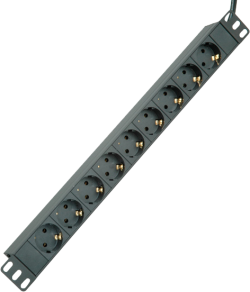 Контакт за шкаф Разклонител PDU за 19" шкаф, 45°, 16A, алуминиев, 2.0m, ROLINE 19.07.1621