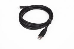 Кабел USB 2.0 AM - AF Black - CU202-B-2m