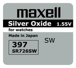 Батерия Бутонна батерия сребърна MAXELL SR-726 SW -AG2- 397-, 1.55V