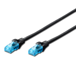 Медна пач корда ASSMANN DK-1512-020-BL :: DIGITUS UTP Patch кабел, Cat.5e, черен, 2.0 м