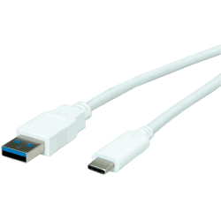 Кабел/адаптер VALUE 11.99.9011 :: USB Type-C кабел, USB-C М - USB-А М, 5 Gbit-s, бял, 1.0 м