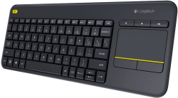 Клавиатура LOGITECH K400 Plus Wireless Touch Keyboard - BLACK - US INT'L, Черна
