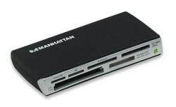 Картов четец MANHATTAN 100939 :: Четец USB 2.0 external, 60-in-1, черен цвят