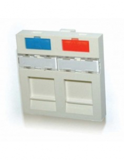 Розетка Лицев панел за два жака, плосък, 45x45, бял