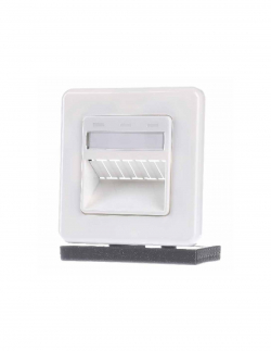 Розетка, трипортова, 80x80 DIN, под ъгъл, бяла