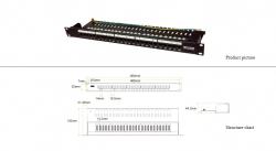 Телефонен панел ISDN, cat. 3, 19" 25 порта неекраниран UTP, зареден, цвят черен