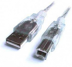 Кабел/адаптер USB2.0 Hi-Speed Кабел, shielded, USB A male - USB B male, transparent-silver - 4.5m