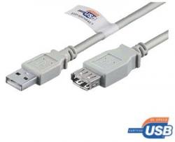 Кабел/адаптер USB 2.0 Удължителен кабел USB A male - female, Сив - 1.00 метър
