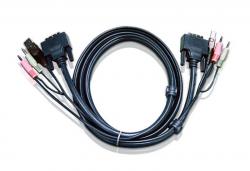 Кабел/адаптер ATEN 2L-7D02UI :: DVI-I KVM кабел, Single Link, DVI-I M + USB type A M + 2 Audio plugs
