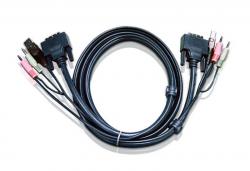 ATEN 2L-7D02UI :: DVI-I KVM кабел, Single Link, DVI-I M + USB type A M + 2 Audio plugs