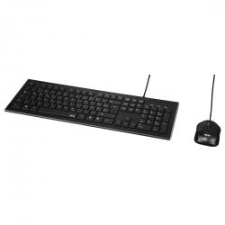 Клавиатура Жичен комплект клавиатура и мишка HAMA Cortino, USB, с кабел, черен