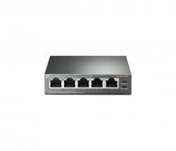 Комутатор/Суич Switch TP-LINK TL-SG1005P, 5x GbE, 4x PoE порта, 56W, неуправляем, метален