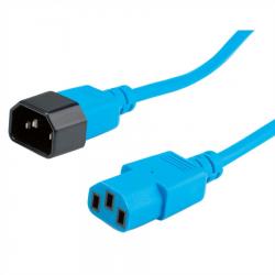 Кабел/адаптер ROLINE 19.08.1522 :: Удължителен захр. кабел IEC 320 C14 - C13, син, 1.8 м