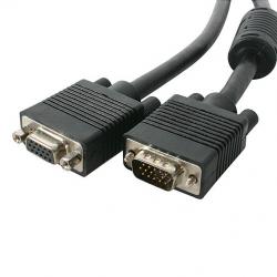 Кабел/адаптер SBOX VGA-MF2 :: Удължителен SVGA кабел, HD15 M - HD15 F, 2.0 м, феритни накрайници