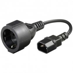 Кабел - адаптер IEC 320-C14 plug - CEE 7-4 jack, black - 0.23 метра