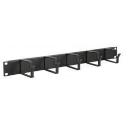 Аранжиращ панел MIRSAN MR.MR.OKB1U19.01 :: Органайзер за кабели, 1U, 19", 5 скоби, за SOHO шкафове
