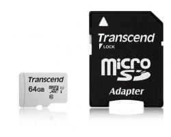 SD/флаш карта Transcend 64GB microSD w- adapter UHS-I U1 A1