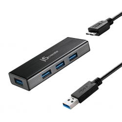 USB Хъб Хъб 4-портов J5 Create JUH340, USB 3.0, 1:4, Черен 