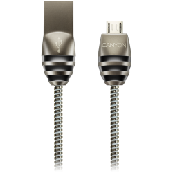 Кабел/адаптер Micro USB 2.0 standard cable, Power & Data output, 5V 2A, OD 3.5mm, 1m, gun color