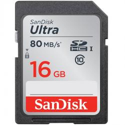 SD/флаш карта SanDisk Ultra SDHC 16GB 80MB-s Class 10 UHS-I; EAN: 619659136451