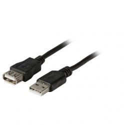 Кабел/адаптер USB 2.0 Удължителен кабел USB A male - female, Черен : Дължина на кабела - 1.8 m