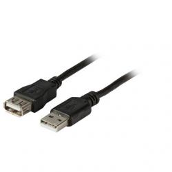 USB 2.0 Удължителен кабел USB A male - female, Черен : Дължина на кабела - 1.8 m
