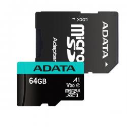 SD/флаш карта Micro SDXC 64GB UHS-I U3 A1 Cl10+SD Adapter, Adata