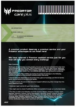 Продукт Acer 3Y Carry In Warranty Extension for Aspire 7, Predator, Nitro series, Virtual Booklet