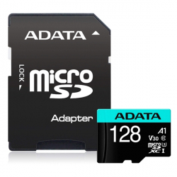 SD/флаш карта Adata Premier Pro, microSDXC, 128GB, с SD адаптер в комплекта, черен цвят