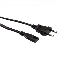 Кабел/адаптер VALUE 19.99.2094 :: Захранващ кабел Euro, 2-пинов, черен, 5.0 м