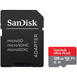 SD/флаш карта SanDisk High Endurance microSDXC 128GB + SD Adapter - for dash cams & home monitoring, up to 10, 000 Hours, Full HD - 4K videos, up to 100-40 MB-s Read-Write speeds, C10, U3, V30, EAN: 619659173104