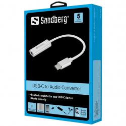 Кабел/адаптер SANDBERG SNB-136-27 :: USB Type C - 3.5mm, конвертор за мобилни устройства