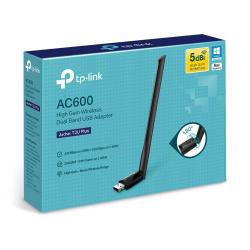 Мрежова карта/адаптер TP-LINK Archer T2U Plus, AC600, двулентов, USB 2.0, външна антена 5dBi