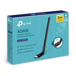 Мрежова LAN карта/адаптер TP-LINK Archer T2U Plus, AC600, двулентов, USB 2.0, външна антена 5dBi