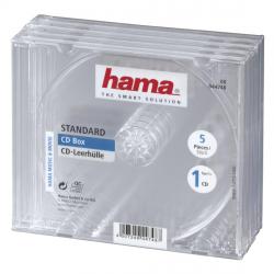 Продукт Кутийка за CD-DVD HAMA Jewel Case, прозрачен, 5 бр. в пакет