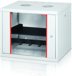 Formrack стенен шкаф, 555 х 450мм, височина 371 мм, 7U, стъклена врата, бял цвят