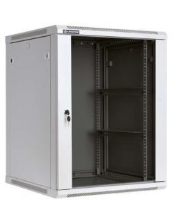 Шкаф за техника - Rack Стенен шкаф, 18U, 450х600мм, Стъклена врата