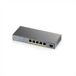 Комутатор/Суич ZyXEL GS1350-6HP, 6 Port managed CCTV PoE switch, long range, 60W, 802.3BT