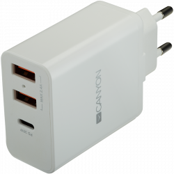 Кабел/адаптер CANYON Universal 3xUSB AC charger (in wall) with over-voltage protection