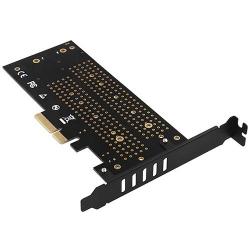 Кутия/Чекмедже за HDD AXAGON PCEM2-D PCI-E 3.0 4x - DUAL M.2 SSD (NVMe + SATA), dual voltage