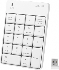 Клавиатура NumPad 18 keys, Wireless, White, LogiLink ID0186
