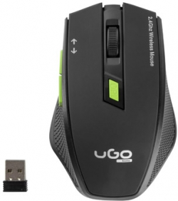 Мишка uGo MY-04, Wireless, 6 бутона, 2.4 GHz, Черен