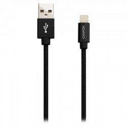 Кабел/адаптер CANYON Charge & Sync MFI braided cable with metalic shell, USB to lightning, Black