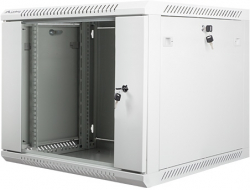 Шкаф Lanberg 19” стенен монтаж 9U - 600 x 600 за самосглобяване, сив