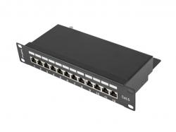 Пач панел Lanberg patch panel 12port 1U 10" CAT.6 shielded, black