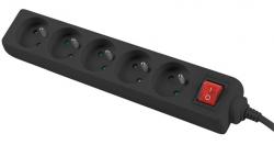 Контакт Lanberg power strip 3m, 5 sockets, black