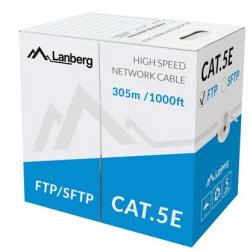 Инсталационен меден кабел  Lanberg LAN cable FTP CAT.5E 305m solid CCA, grey
